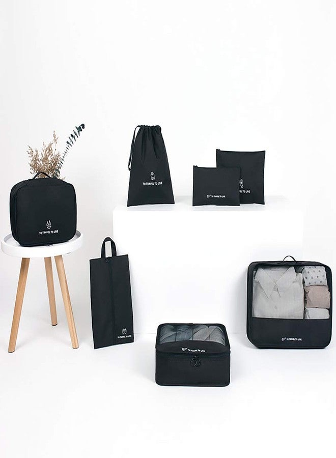 TAGUDA 7 pc / 6 pc Travel Oraganizer Sapace Saver Bag for Men and Women, Clothes packing cubes for travel (7 pc-BLACK OXFORD) - Image 1